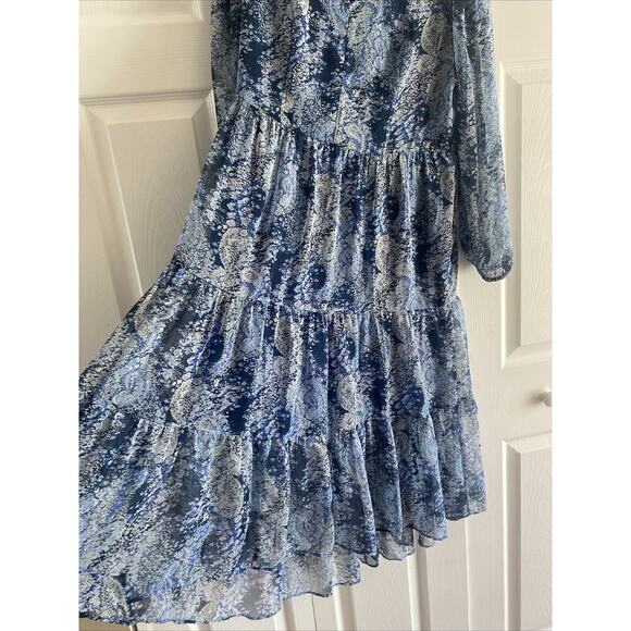 Joie Women's Medium Limited Edition Blue Tiered Parisian Pasiley Maxi Dress - Picture 6 of 11